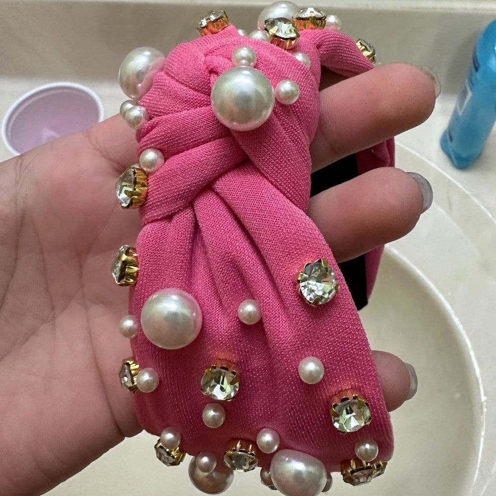 pink diamond & pearl "teacher" headband